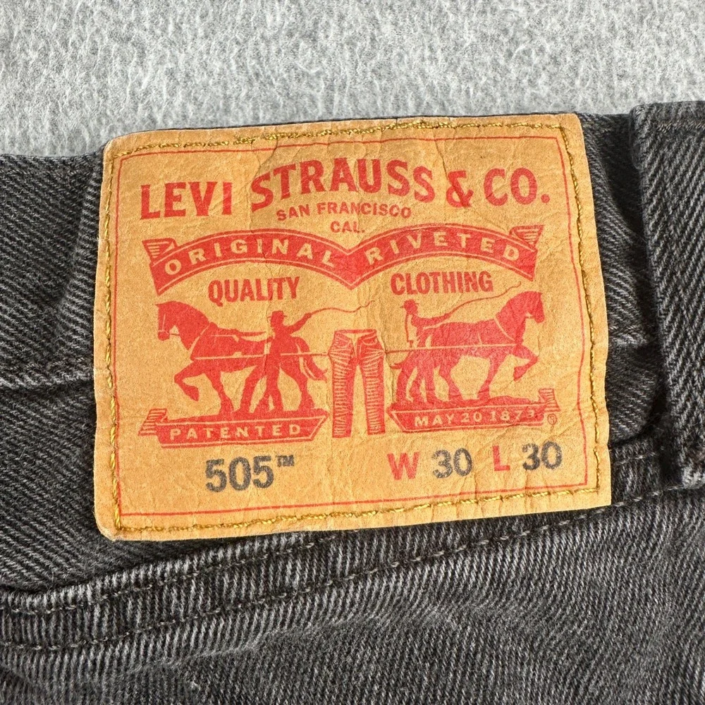 Levi's Jeans Mens 30x30 505 Regular Fit Black Straight Leg Denim